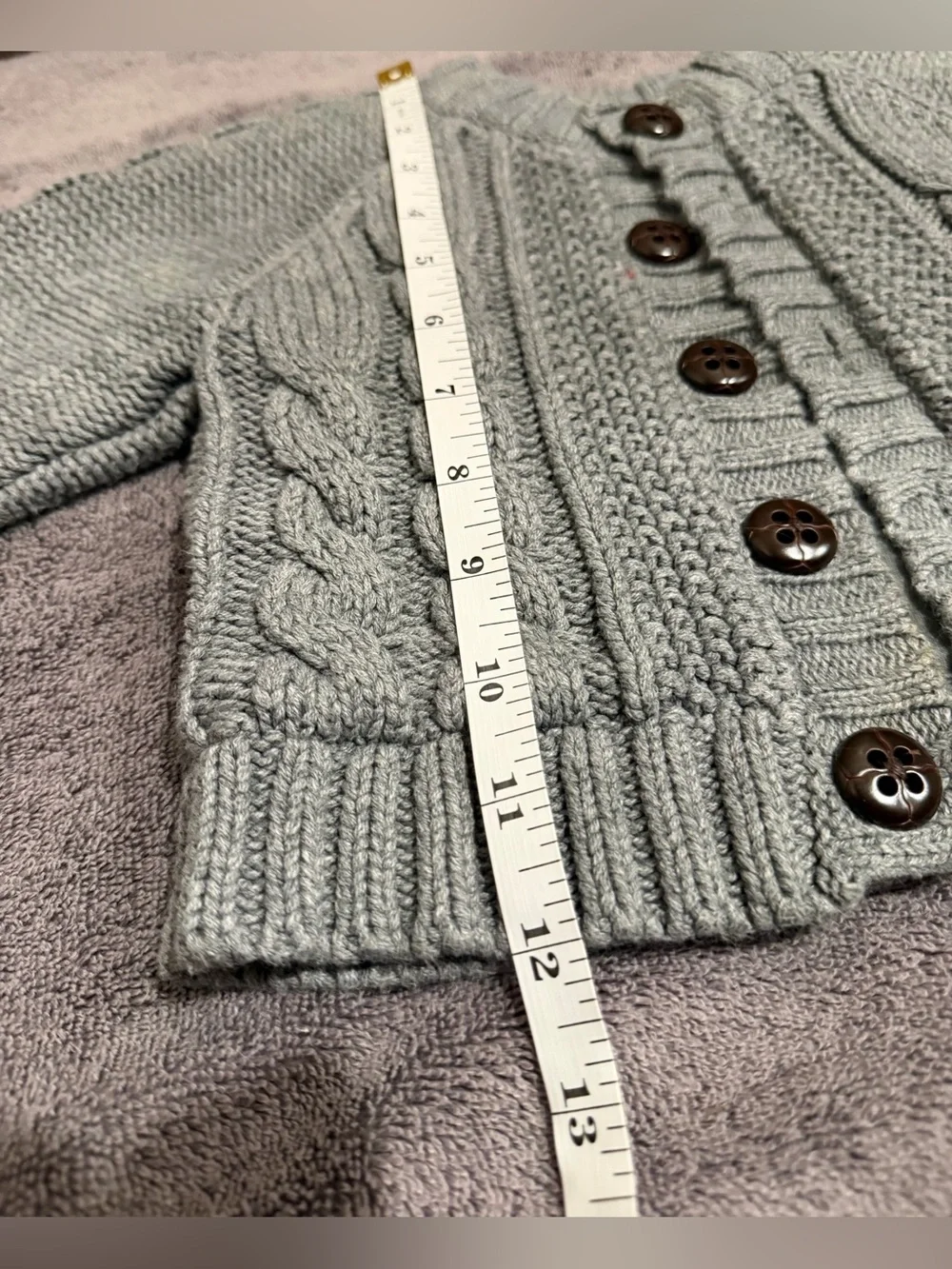 The Children's Place Cable Knit Button-Up Cardigan - Light Gray